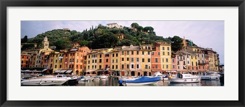 Framed Harbor Houses Portofino Italy Print