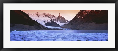 Framed Mountains covered in snow, Laguna Torre, Los Glaciares National Park, Patagonia, Argentina Print