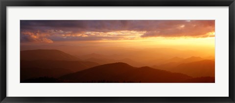 Framed Sunset Over Great Smoky Mountains, North Carolina Print