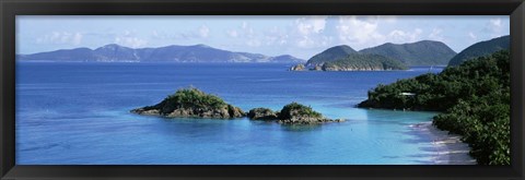 Framed US Virgin Islands, St. John, Trunk Bay, Rock formation in the sea Print