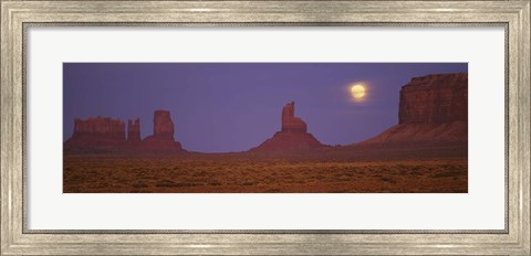 Framed Moon over Monument Valley Tribal Park, Arizona Print