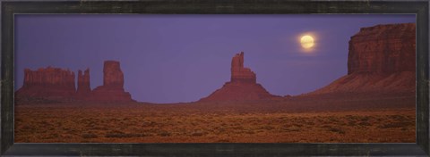 Framed Moon over Monument Valley Tribal Park, Arizona Print