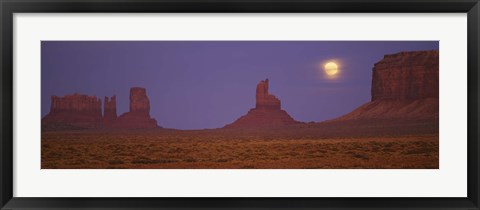 Framed Moon over Monument Valley Tribal Park, Arizona Print