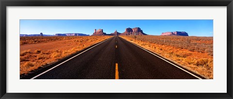 Framed Empty Road, Clouds, Blue Sky, Monument Valley, Utah, USA, Print