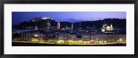 Framed Austria, Salzburg, Salzach River at dusk Print