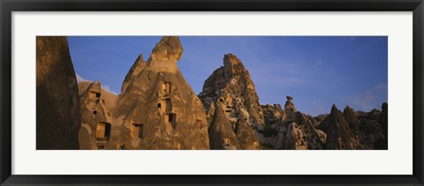 Framed Rock formations on a landscape, Uchisar, Cappadocia, Anatolia, Turkey Print