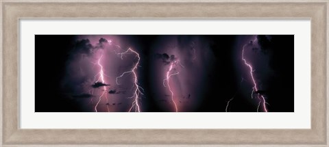 Framed LightningThunderstorm at night Print