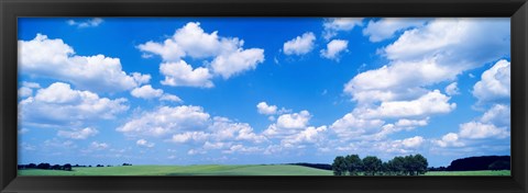 Framed Cumulus Clouds With Landscape, Blue Sky, Germany Print