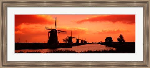 Framed Windmills Holland Netherlands Print