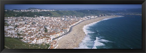 Framed High angle view of a town, Nazare, Leiria, Portugal Print