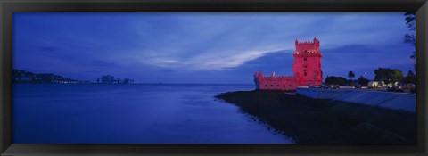 Framed Fort at the coast, Torre De Belem, Belem, Lisbon, Portugal Print