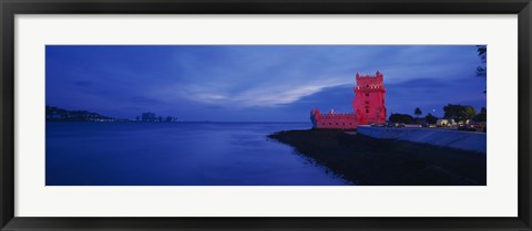 Framed Fort at the coast, Torre De Belem, Belem, Lisbon, Portugal Print