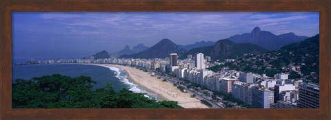 Framed Aerial view of Copacabana Beach, Rio De Janeiro, Brazil Print