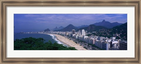 Framed Aerial view of Copacabana Beach, Rio De Janeiro, Brazil Print