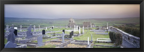 Framed Tombstones in a cemetery, Poulnabrone Dolmen, The Burren, County Clare, Republic of Ireland Print