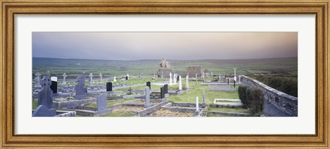 Framed Tombstones in a cemetery, Poulnabrone Dolmen, The Burren, County Clare, Republic of Ireland Print