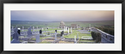 Framed Tombstones in a cemetery, Poulnabrone Dolmen, The Burren, County Clare, Republic of Ireland Print