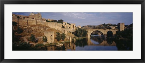 Framed Castle at the waterfront, Puente de San Martin, Tajo River, Toledo, Spain Print