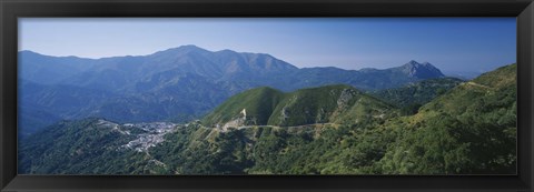 Framed High angle view of mountains, Benarraba, Gibraltar, Andalusia, Spain Print