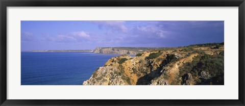 Framed Rock formations at a seaside, Algarve, Lagos, Portugal Print