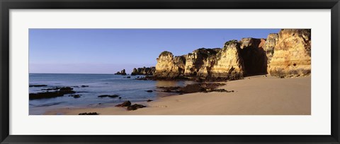 Framed Rock formations on the coast, Algarve, Lagos, Portugal Print