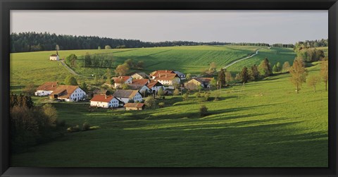 Framed Switzerland, Jura Mountains, La Bosse, High angle view of cottages in a valley Print