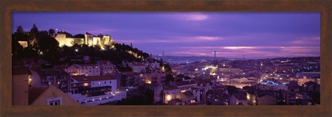 Framed Elevated View Of The City, Skyline, Cityscape, Lisbon, Portugal Print