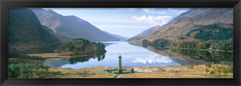 Framed Scotland, Highlands, Loch Shiel Glenfinnan Monument, Reflection of cloud in the lake Print