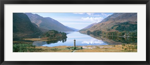 Framed Scotland, Highlands, Loch Shiel Glenfinnan Monument, Reflection of cloud in the lake Print