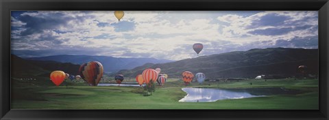 Framed Hot Air Balloons, Snowmass, Colorado, USA Print