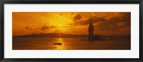 Framed Sunset over a river, Bosphorus, Istanbul, Turkey Print