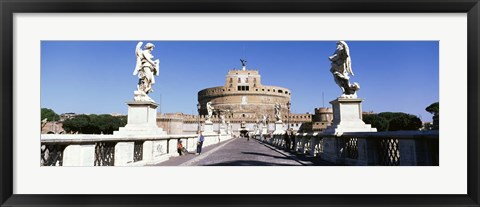 Framed Statues on both sides of a bridge, St. Angels Castle, Rome, Italy Print