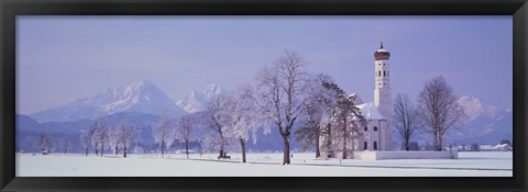 Framed Winter St Coloman Church Schwangau Germany Print