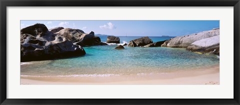 Framed British Virgin Islands, Virgin Gorda, The Baths, Rock formation in the sea Print