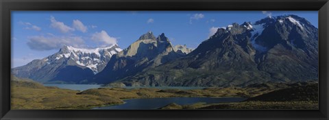 Framed Lake in front of mountains, Jagged Peaks, Lago Nordenskjold, Torres Del Paine National Park, Patagonia, Chile Print