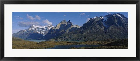 Framed Lake in front of mountains, Jagged Peaks, Lago Nordenskjold, Torres Del Paine National Park, Patagonia, Chile Print