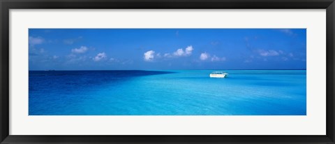 Framed Boat in the Ocean, The Maldives Print