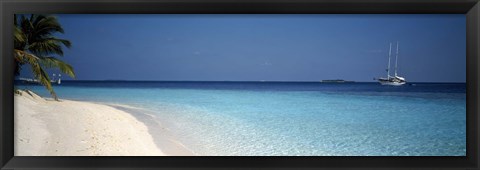 Framed Beach &amp; Boat Scene The Maldives Print