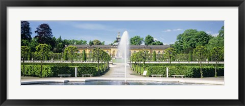 Framed Fountain in a garden, Potsdam, Germany Print