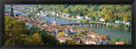 Framed Aerial view of a city at the riverside, Heidelberg, Baden-Wurttemberg, Germany Print