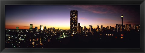 Framed Buildings in a city lit up at night, Johannesburg, South Africa Print