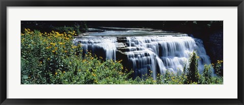 Framed Waterfall in a park, Middle Falls, Genesee, Letchworth State Park, New York State, USA Print