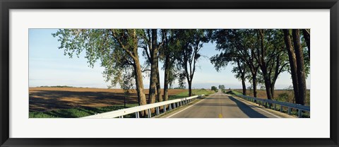 Framed Road passing through a landscape, Illinois Route 64, Carroll County, Illinois, USA Print