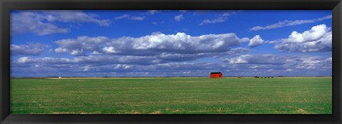 Framed Field And Barn, Saskatchewan, Canada Print