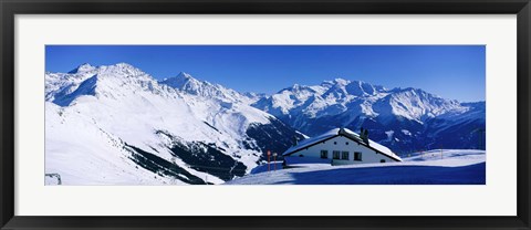 Framed Alpine Scene In Winter, Switzerland Print