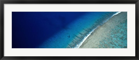 Framed Aerial View Of Beach, Teti&#39;aroa Island, Polynesia Print