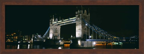 Framed Bridge lit up at night, Tower Bridge, London, England Print