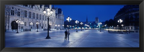 Framed Hotel de Ville &amp; Notre Dame Cathedral Paris France Print