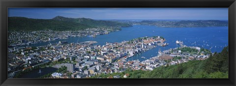 Framed High angle view of a city, Bergen, Hordaland, Norway Print