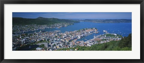 Framed High angle view of a city, Bergen, Hordaland, Norway Print